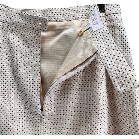Vintage Escada Pencil Skirt Womens US 10 Cream Micro Dot Silk Blend Quiet Luxury - Picture 5 of 14